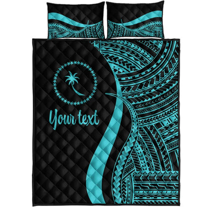 Chuuk Custom Personalised Quilt Bed Set - Turquoise Polynesian Tentacle Tribal Pattern