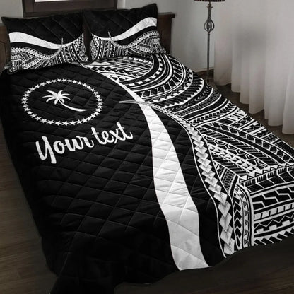 Chuuk Custom Personalised Quilt Bed Set - White Polynesian Tentacle Tribal Pattern
