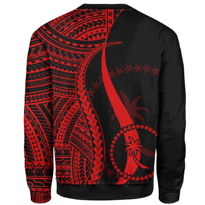 Chuuk Custom Personalised Sweatshirt - Red Polynesian Tentacle Tribal Pattern