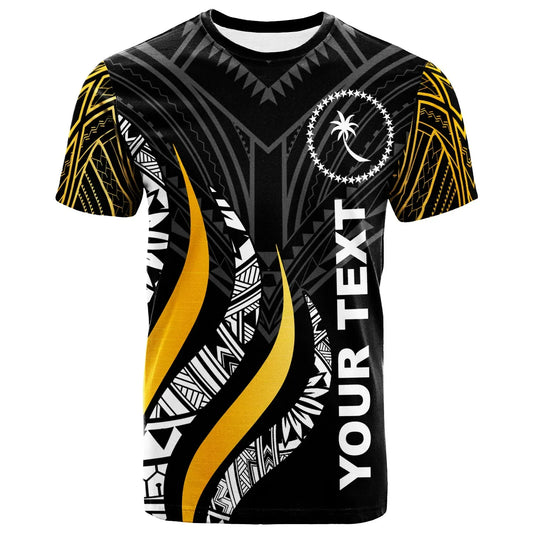 Chuuk Custom Personalised T-Shirt - Chuuk Strong Fire Pattern Gold
