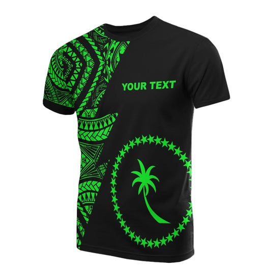 Chuuk Custom Personalised T-Shirt - Micronesian Pattern Green Style