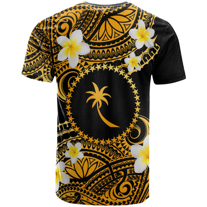 Chuuk Custom Personalised T-Shirt - Plumeria Polynesian Vibe Gold