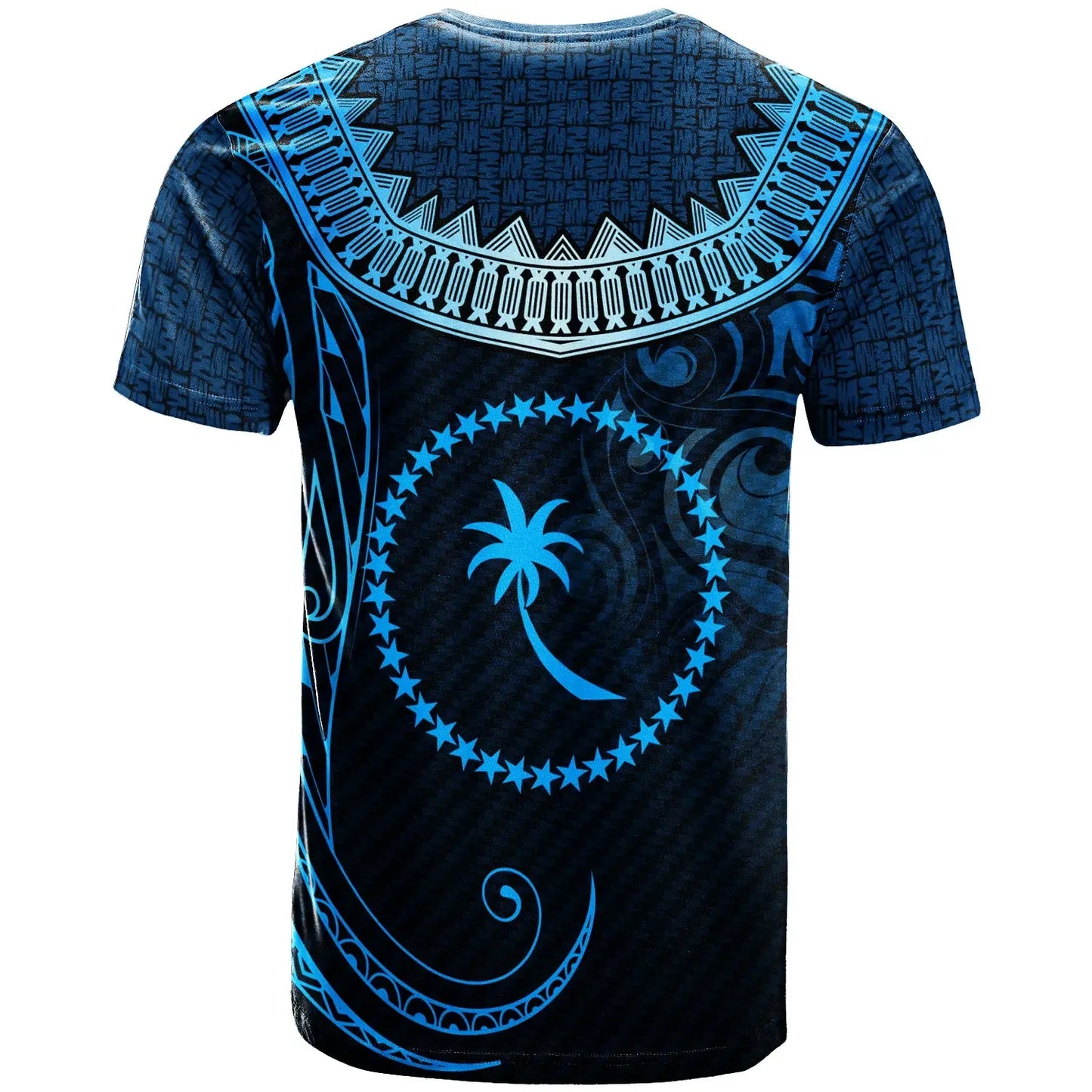 Chuuk Custom Personalised  T-Shirt - Serrated Pattern Blue Color