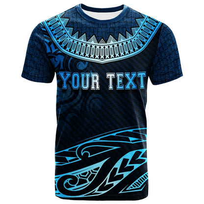 Chuuk Custom Personalised  T-Shirt - Serrated Pattern Blue Color