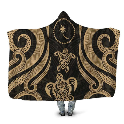 Chuuk Hooded Blanket - Gold Tentacle Turtle