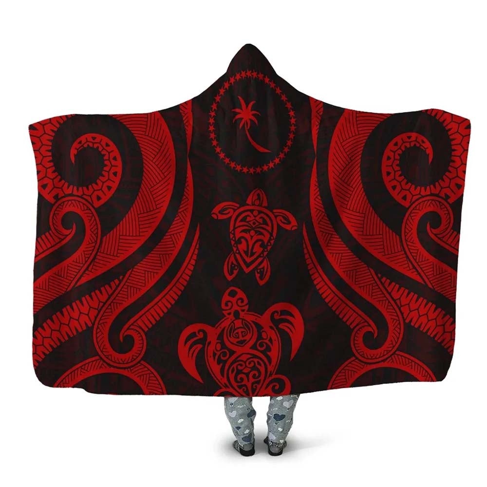 Chuuk Hooded Blanket - Red Tentacle Turtle