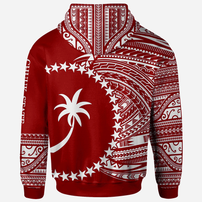 Chuuk Hoodie - Micronesia White Red Patterns With Coat Of Arms