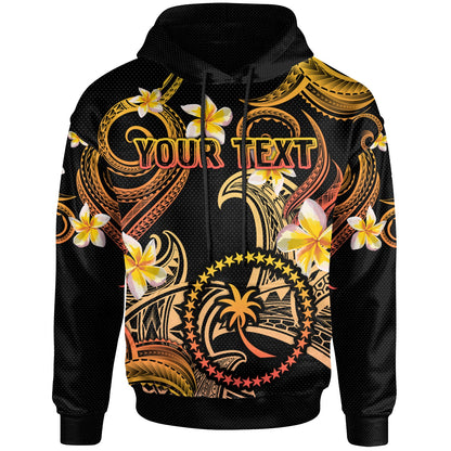 Chuuk Hoodie - Custom Personalised Polynesian Waves with Plumeria Flowers (Orange)
