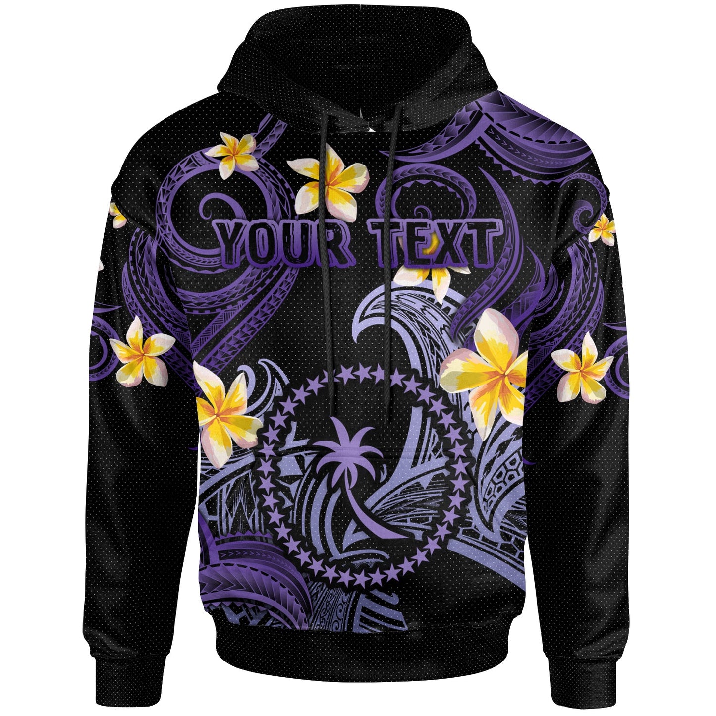 Chuuk Hoodie - Custom Personalised Polynesian Waves with Plumeria Flowers (Purple)