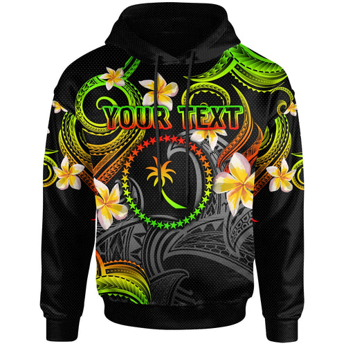 Chuuk Hoodie - Custom Personalised Polynesian Waves with Plumeria Flowers (Reggae)