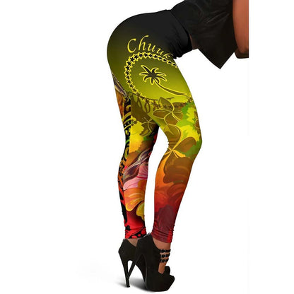 Chuuk Legging - Humpback Whale with Tropical Flowers (Yellow)