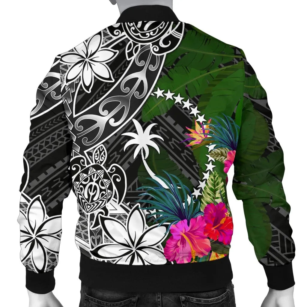 Chuuk Bomber Jacket - Turtle Plumeria Banana Leaf