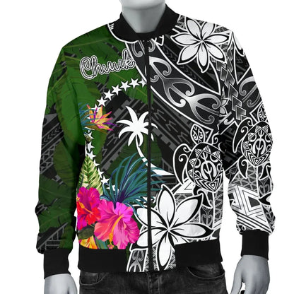Chuuk Bomber Jacket - Turtle Plumeria Banana Leaf