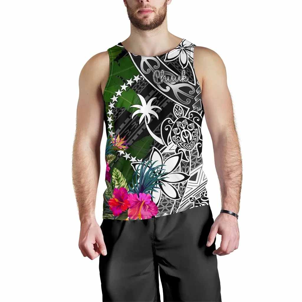 Chuuk Men Tank Top - Turtle Plumeria Banana Leaf