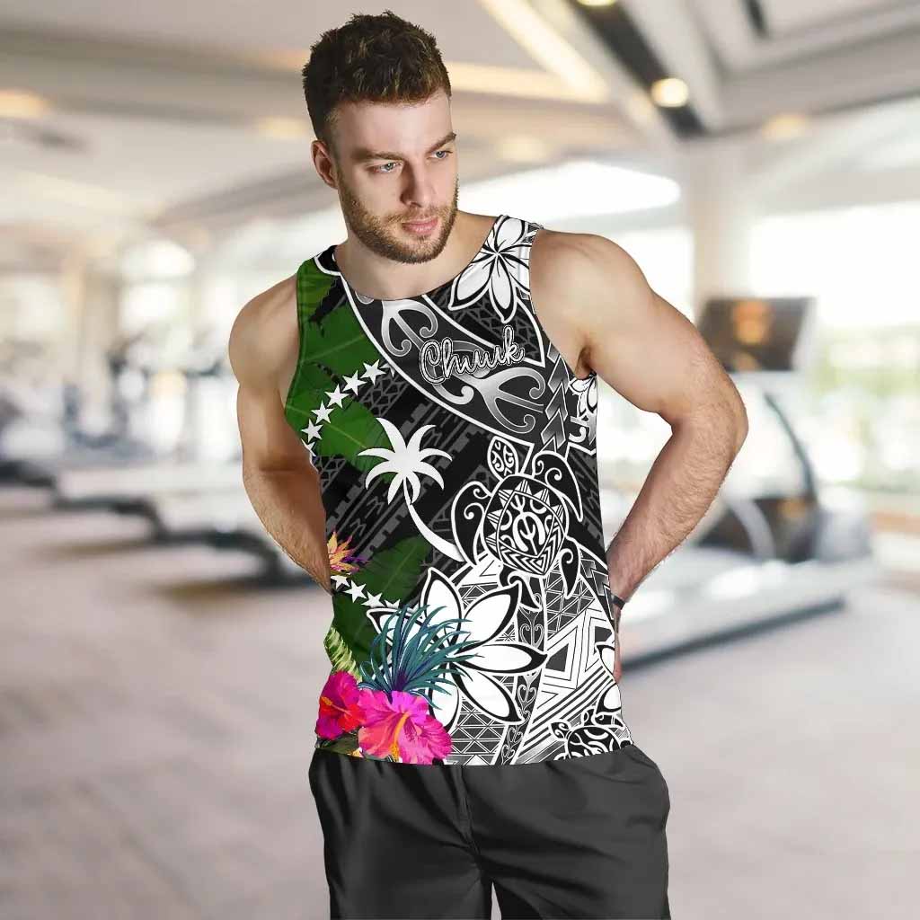 Chuuk Men Tank Top - Turtle Plumeria Banana Leaf