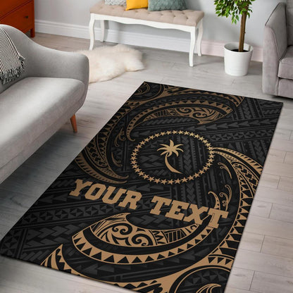Chuuk Micronesia Custom Personalised Area Rug - Gold Tribal Wave