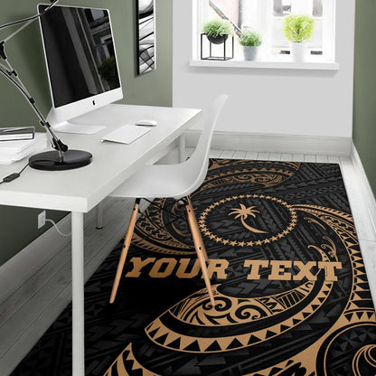 Chuuk Micronesia Custom Personalised Area Rug - Gold Tribal Wave