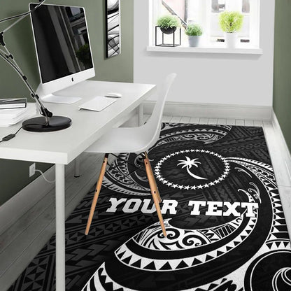 Chuuk Micronesia Custom Personalised Area Rug - White Tribal Wave