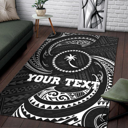 Chuuk Micronesia Custom Personalised Area Rug - White Tribal Wave