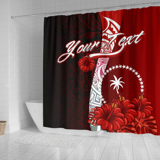 Chuuk Micronesia Custom Personalised Shower Curtain - Coat Of Arm With Hibiscus