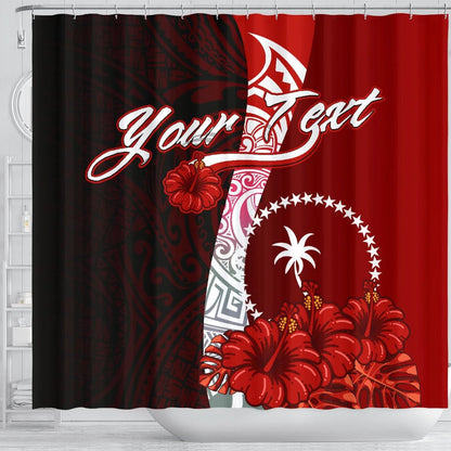 Chuuk Micronesia Custom Personalised Shower Curtain - Coat Of Arm With Hibiscus