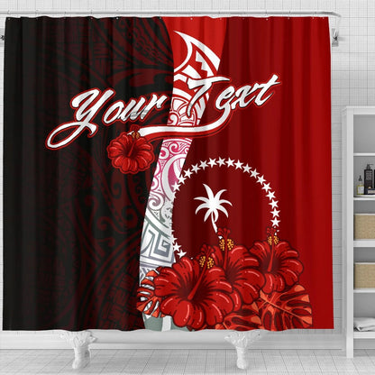 Chuuk Micronesia Custom Personalised Shower Curtain - Coat Of Arm With Hibiscus