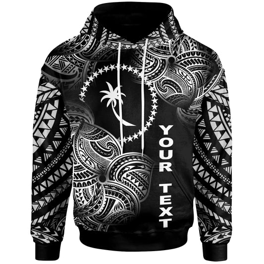 Chuuk Micronesia Custom Personalized Hoodie - Chuuk Tribal Flower White