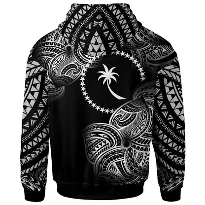 Chuuk Micronesia Custom Personalized Hoodie - Chuuk Tribal Flower White