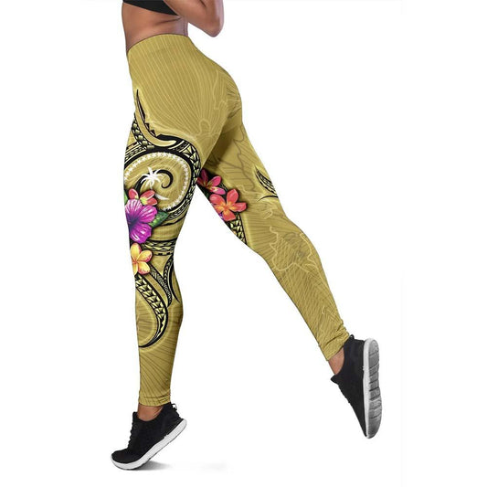 Chuuk Micronesia Legging - Floral With Seal Gold