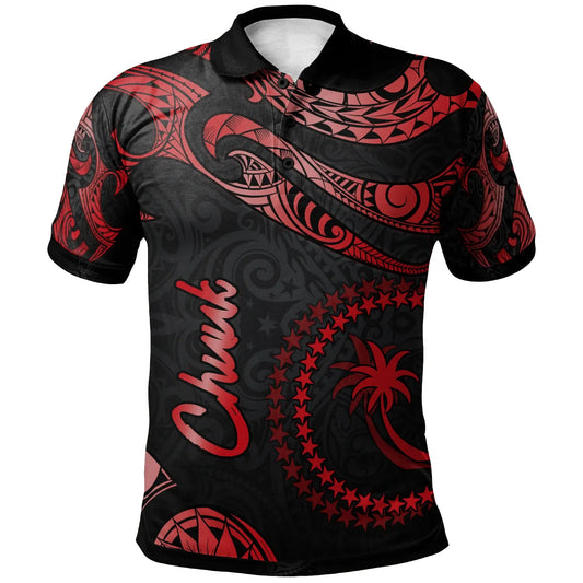 Chuuk Micronesia Polo Shirt - Poly Tattoo Red Version