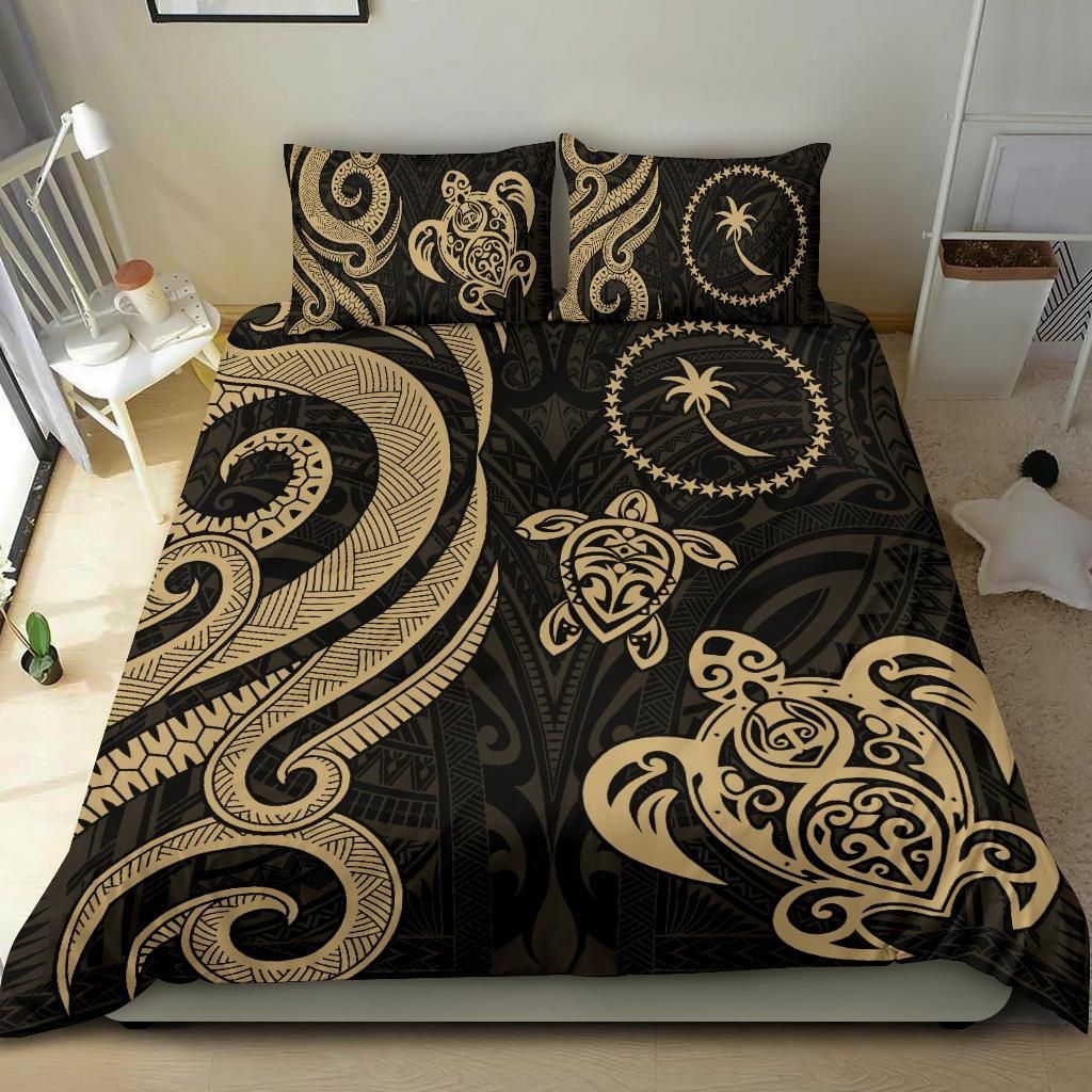 Chuuk Micronesian Bedding Set - Gold Tentacle Turtle