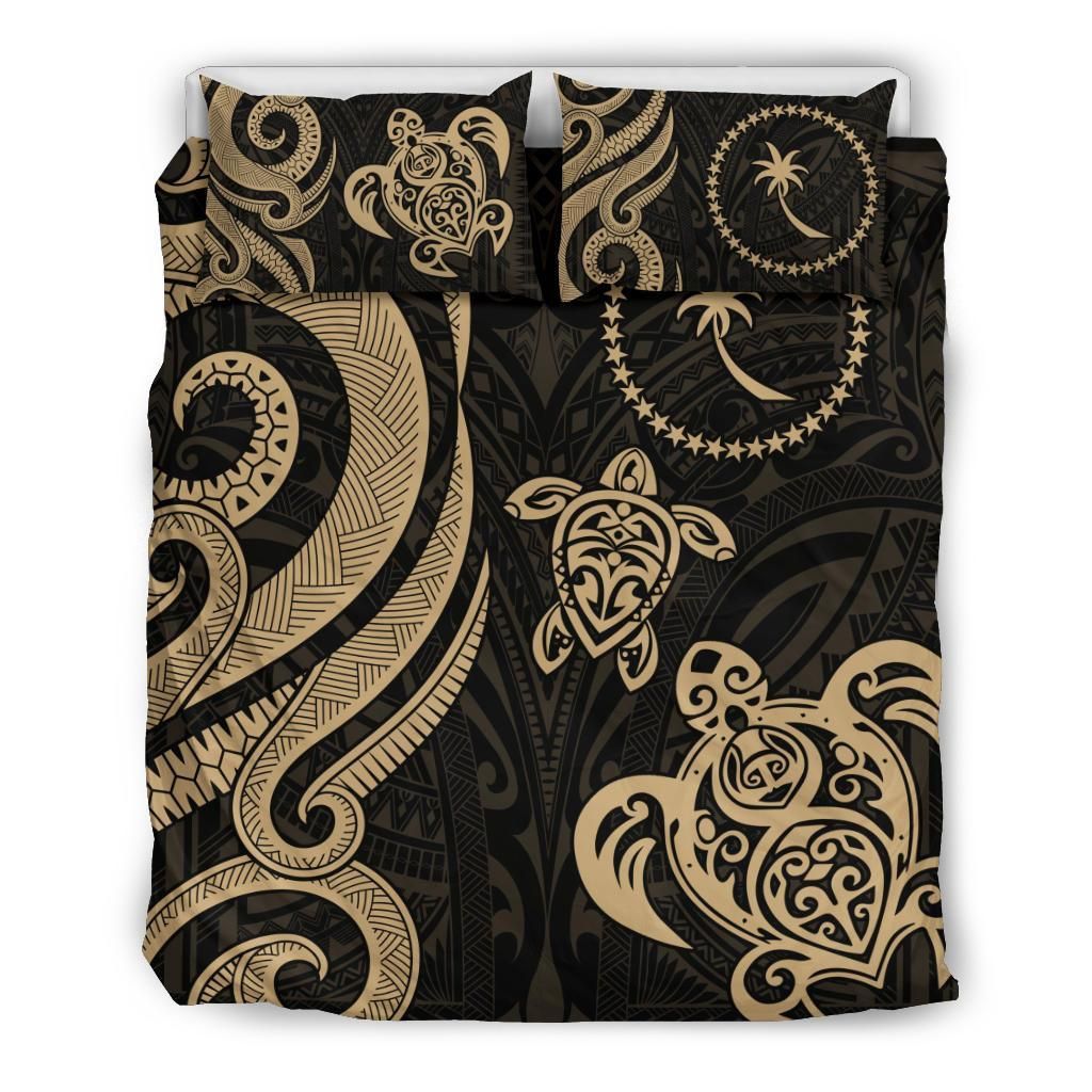 Chuuk Micronesian Bedding Set - Gold Tentacle Turtle