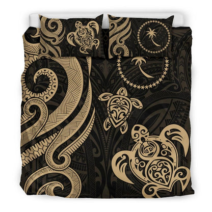 Chuuk Micronesian Bedding Set - Gold Tentacle Turtle