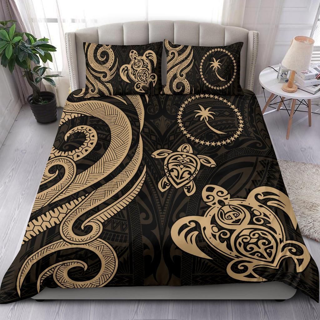 Chuuk Micronesian Bedding Set - Gold Tentacle Turtle