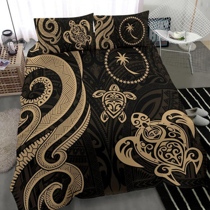 Chuuk Micronesian Bedding Set - Gold Tentacle Turtle