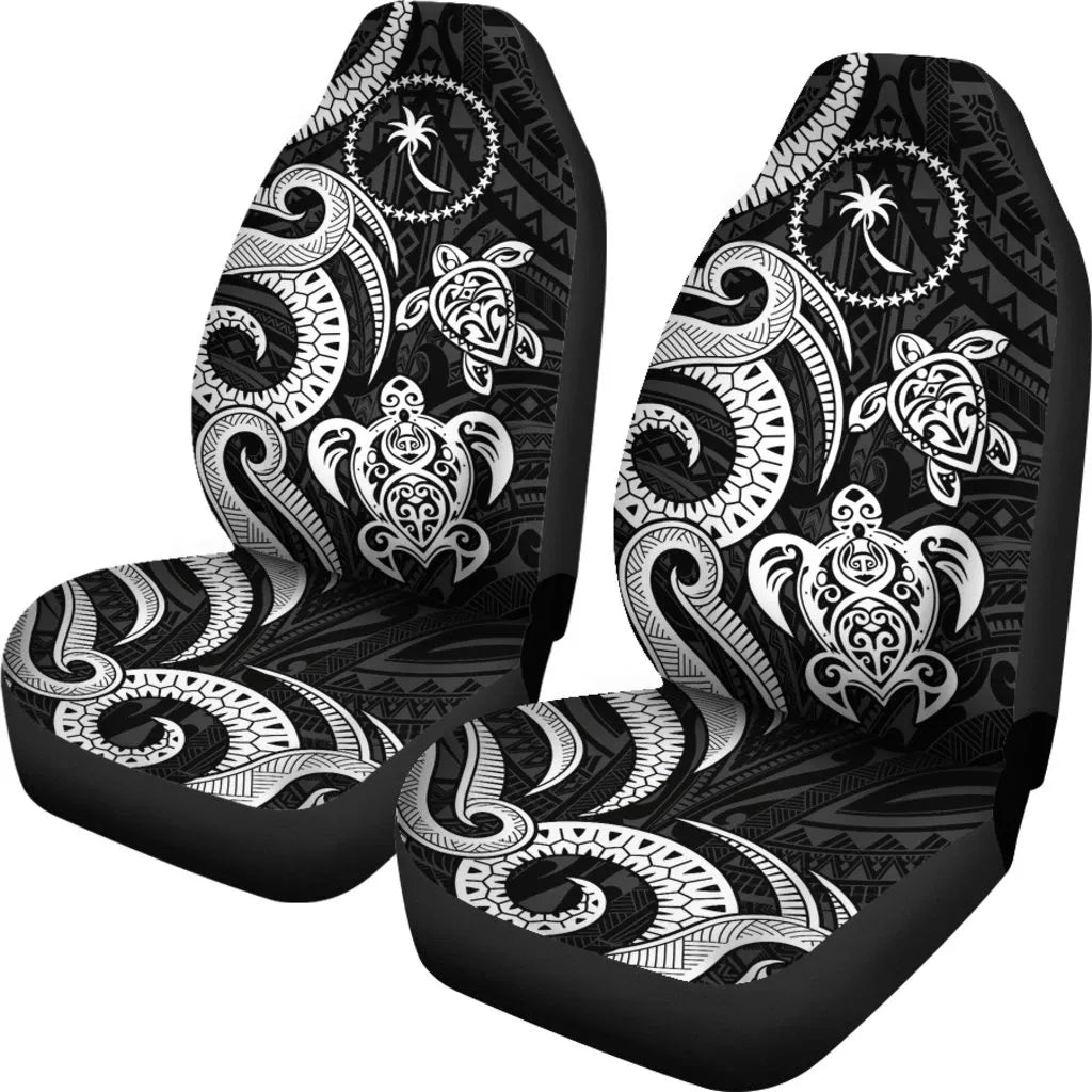 Chuuk Micronesian Car Seat Covers - White Tentacle Turtle