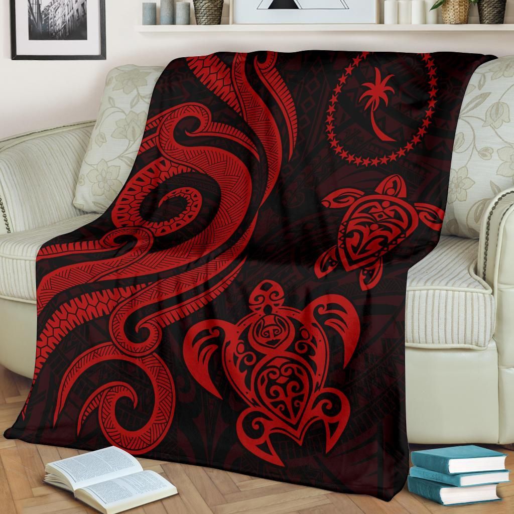 Chuuk Micronesian Premium Blanket - Red Tentacle Turtle