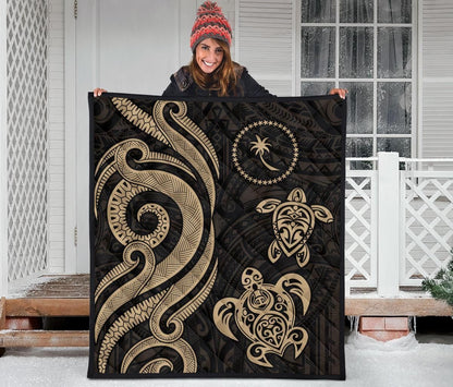 Chuuk Micronesian Premium Quilt - Gold Tentacle Turtle