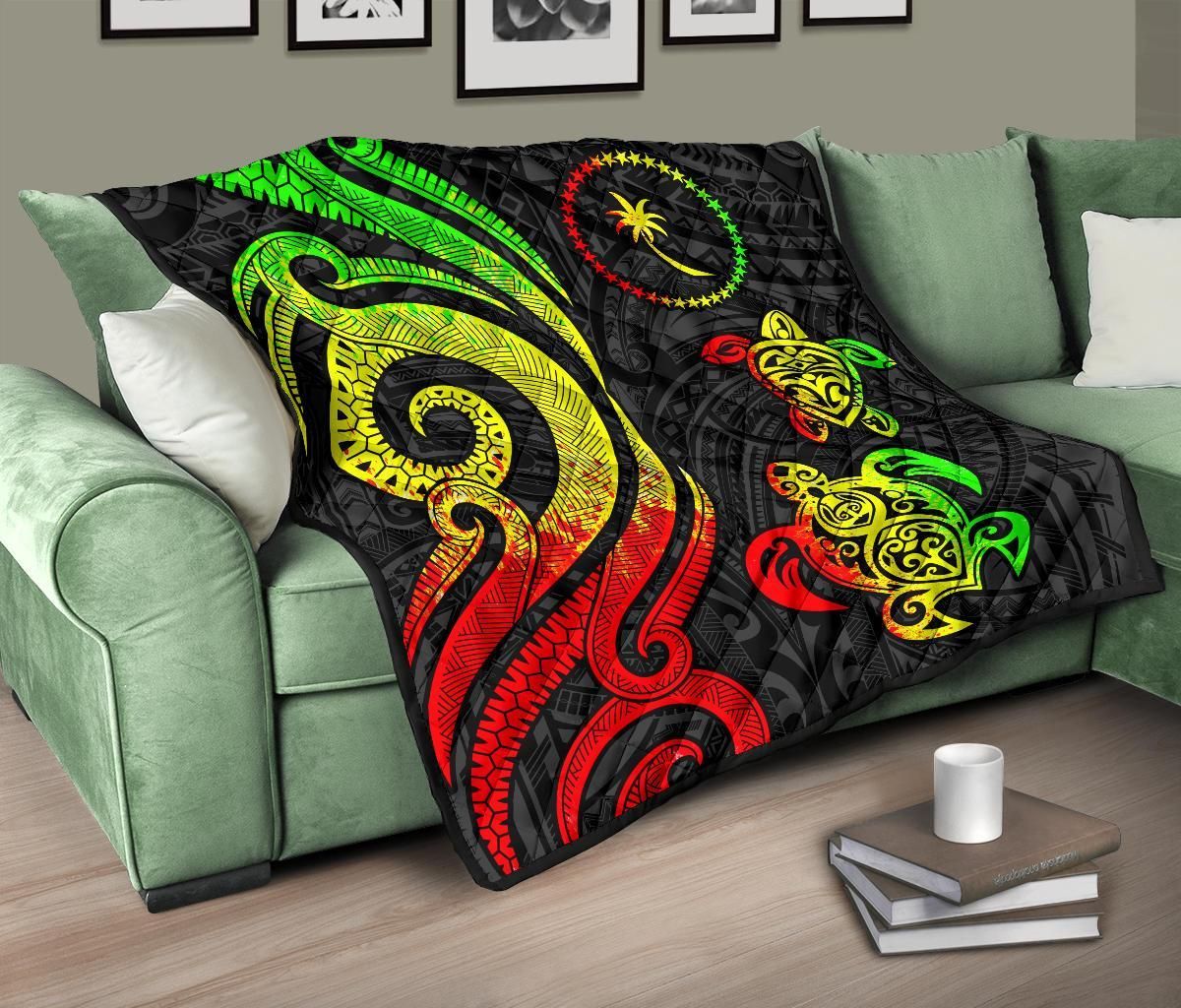 Chuuk Micronesian Premium Quilt - Reggae Tentacle Turtle