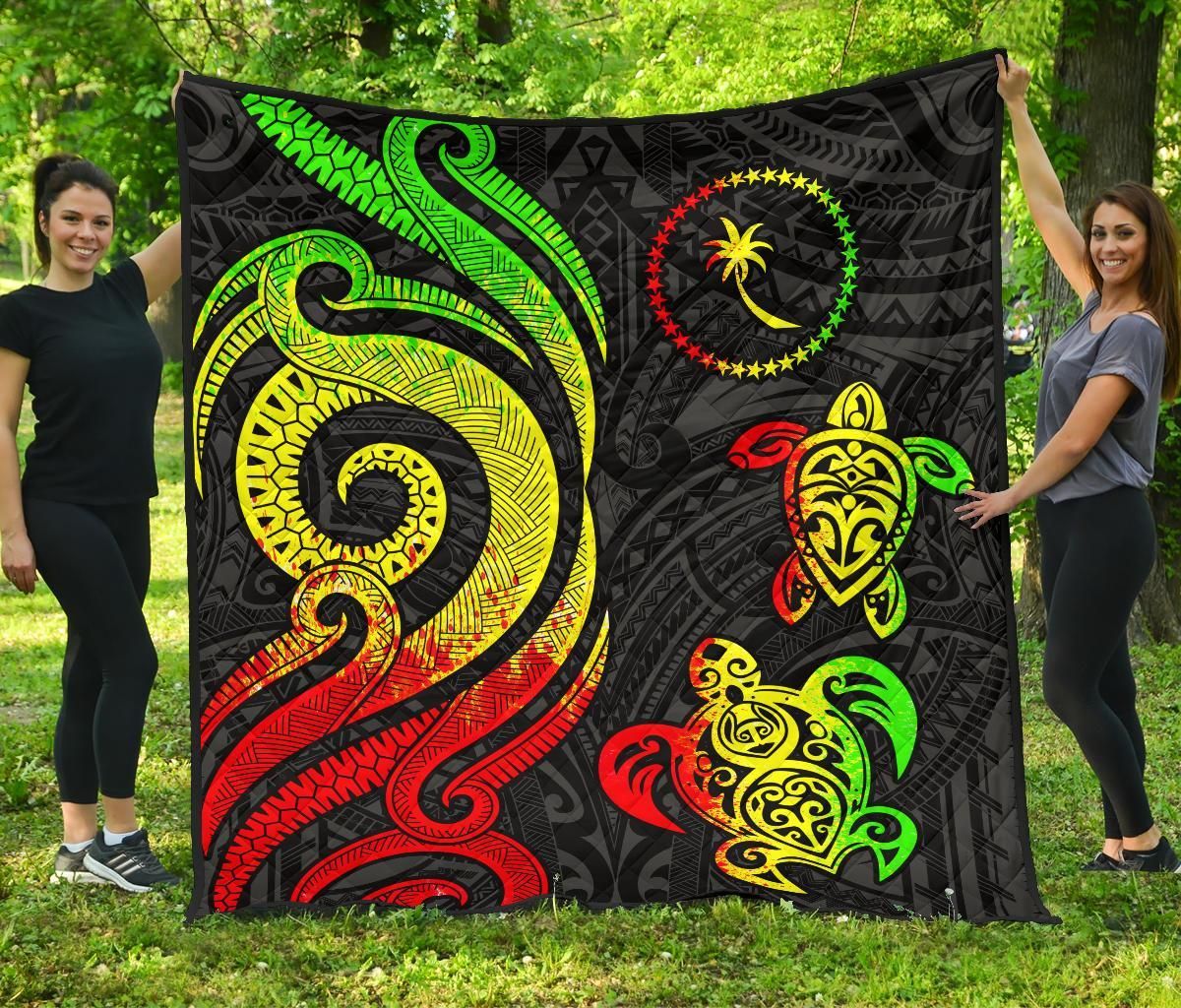 Chuuk Micronesian Premium Quilt - Reggae Tentacle Turtle