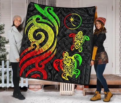 Chuuk Micronesian Premium Quilt - Reggae Tentacle Turtle