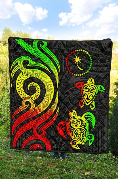 Chuuk Micronesian Premium Quilt - Reggae Tentacle Turtle