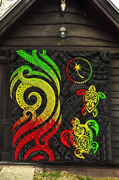 Chuuk Micronesian Premium Quilt - Reggae Tentacle Turtle