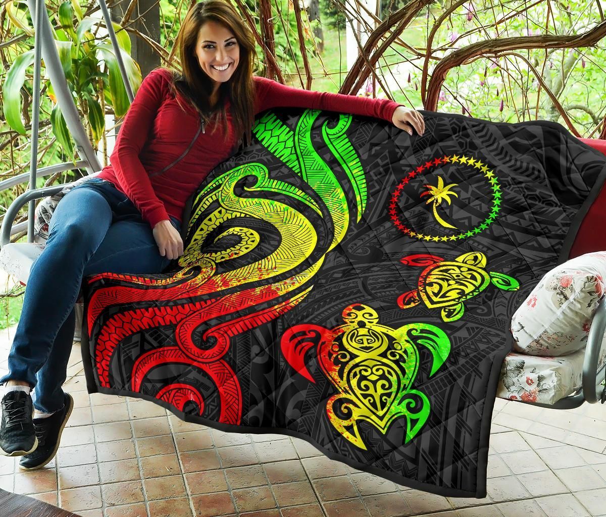 Chuuk Micronesian Premium Quilt - Reggae Tentacle Turtle