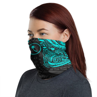 Chuuk Neck Gaiter - Floral Tattoo Neon Blue