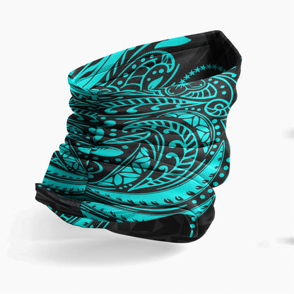 Chuuk Neck Gaiter - Floral Tattoo Neon Blue