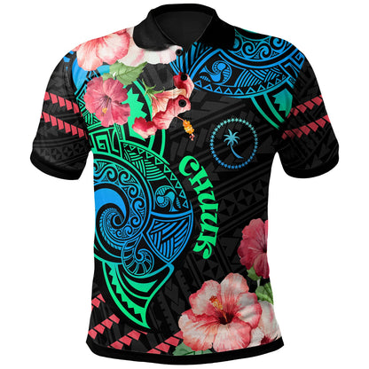 Chuuk Polo Shirt - Polynesian Pride with Hibicus Flower Tribal Pattern