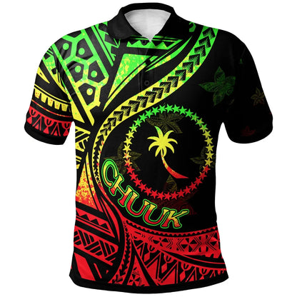 Chuuk Polo Shirt - Plumeria Flowers Reggae Version