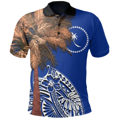 Chuuk Polo Shirt - Polynesian Palm Tree Flag