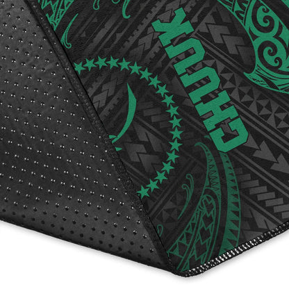 Chuuk Polynesian Area Rug - Green Tribal Wave